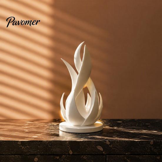 Modern Sculpture for Living Room 3D Printed Abstract Flame Sculpture, Minimalist Twisted Art Sophisticated Home Office Decor Statue Desk And