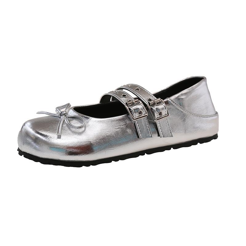 Retro Schleife flacher Mund kleine einzelne Schuhe Damen 2025 Sommer neu modisch vielseitig und bequem Rock Mary Jane Schuhe