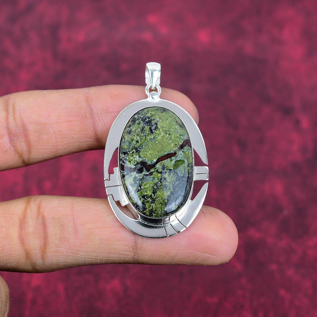 Joyería de Piedra de Sangre de Dragón, Colgante de Gema Hecho a Mano, Colgante de Plata de Ley 925 Sólida Joyería Antigua, Para Regalo de Compromiso