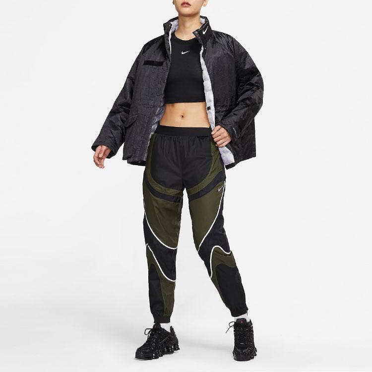 Nike Stand Collar Solid Color Casual Sport Cotton Jacket Women Outerwear Black DD4647-010