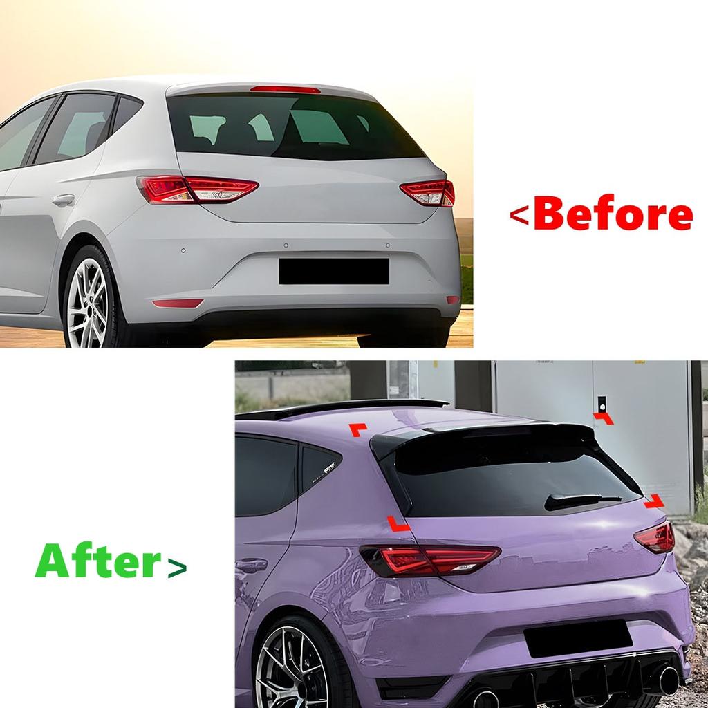 Rear Window Spoiler Side Wing Cover Trim For Seat Leon MK3 Standard Edition 2013 2014 2015 2016 2017 2018 2019 ABS Gloss Black