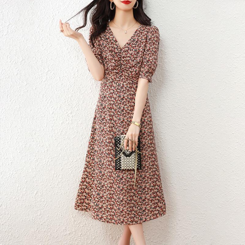 

Srcr Women s V-Neck Floral Midi Dress 2XL