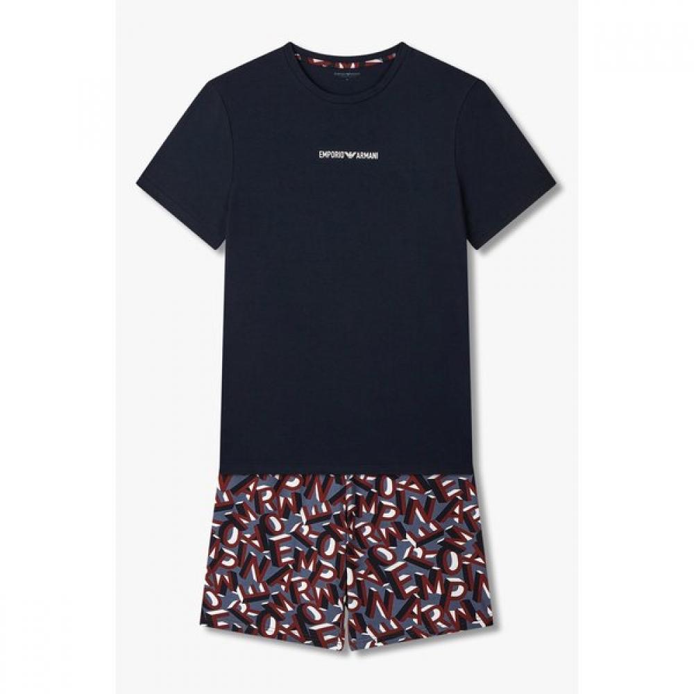 Emporio Armani Мужской домашний костюм с логотипом спереди S 08m5139006 M(100)