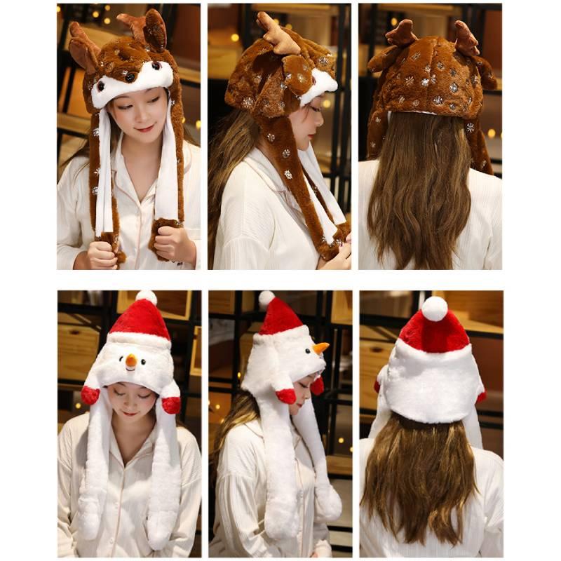 Festive Santa Claus Hat With Reindeer Headpiece Christmas Gift Wholesale