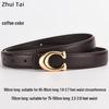 New Women's Smooth Buckle Belt - Alloy Fashion Letter Leather Waist Belt, Korean Style Trend