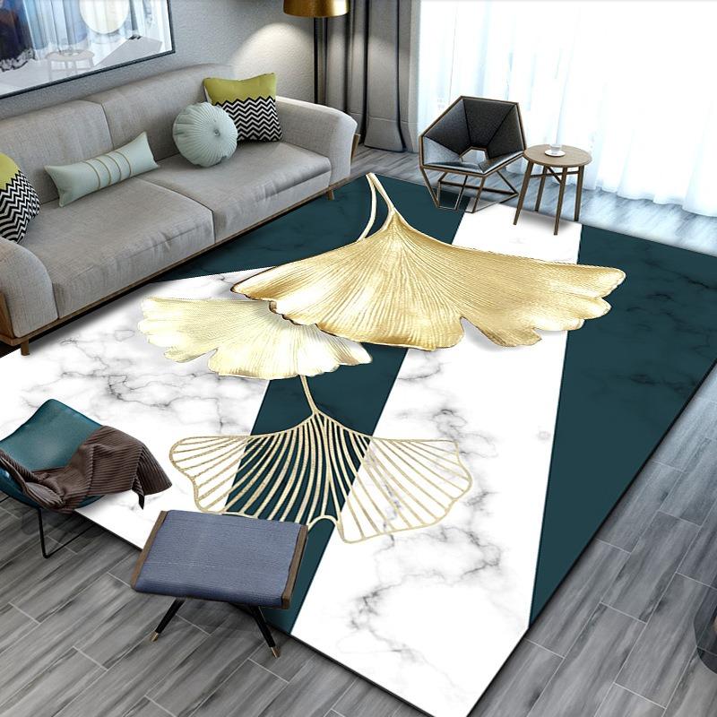 Retro Chinese Style Lotus Leaf Koi Fish Carpet Living Room Sofa Bedroom Bedside Study Entrance Door Rug Non-slip Home Decor Mat