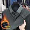 Men's Gold Velvet Long Sleeve Faux Two-Piece Winter Casual Lapel Thick Base Layer Shirt