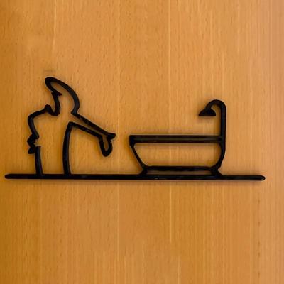 Metal Wall Decor 2D Flat Metal Bathroom Sign Creative Black Frame Home Decor For Bathroom Home Wall Art Decoration