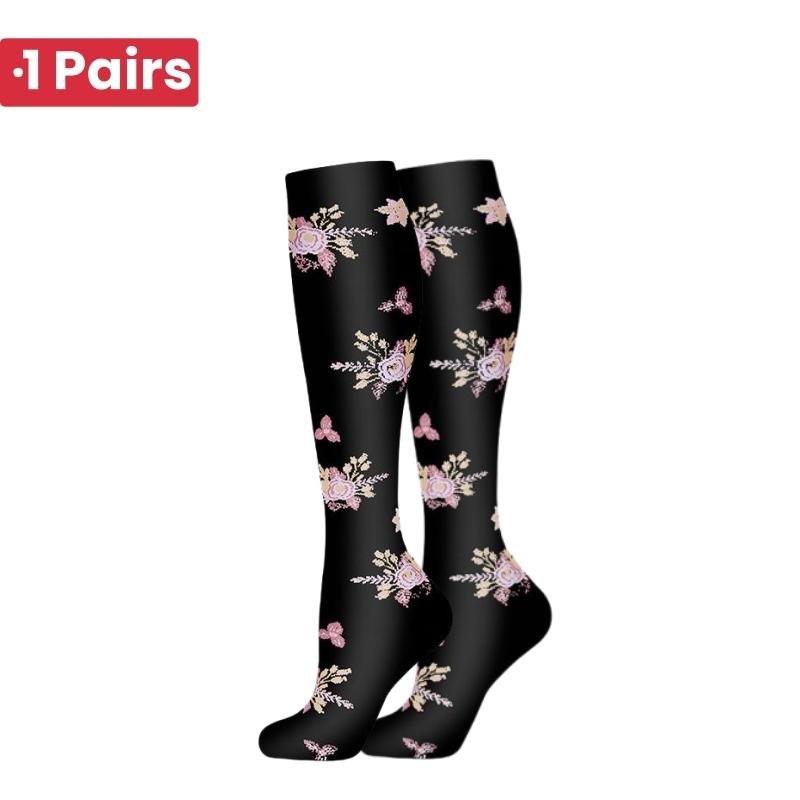 1Pairs 58 StylesNew Flower Animals Compression Socks for Leggings Breathable Running Pressure Soccer Adult Socks Pressure Socks