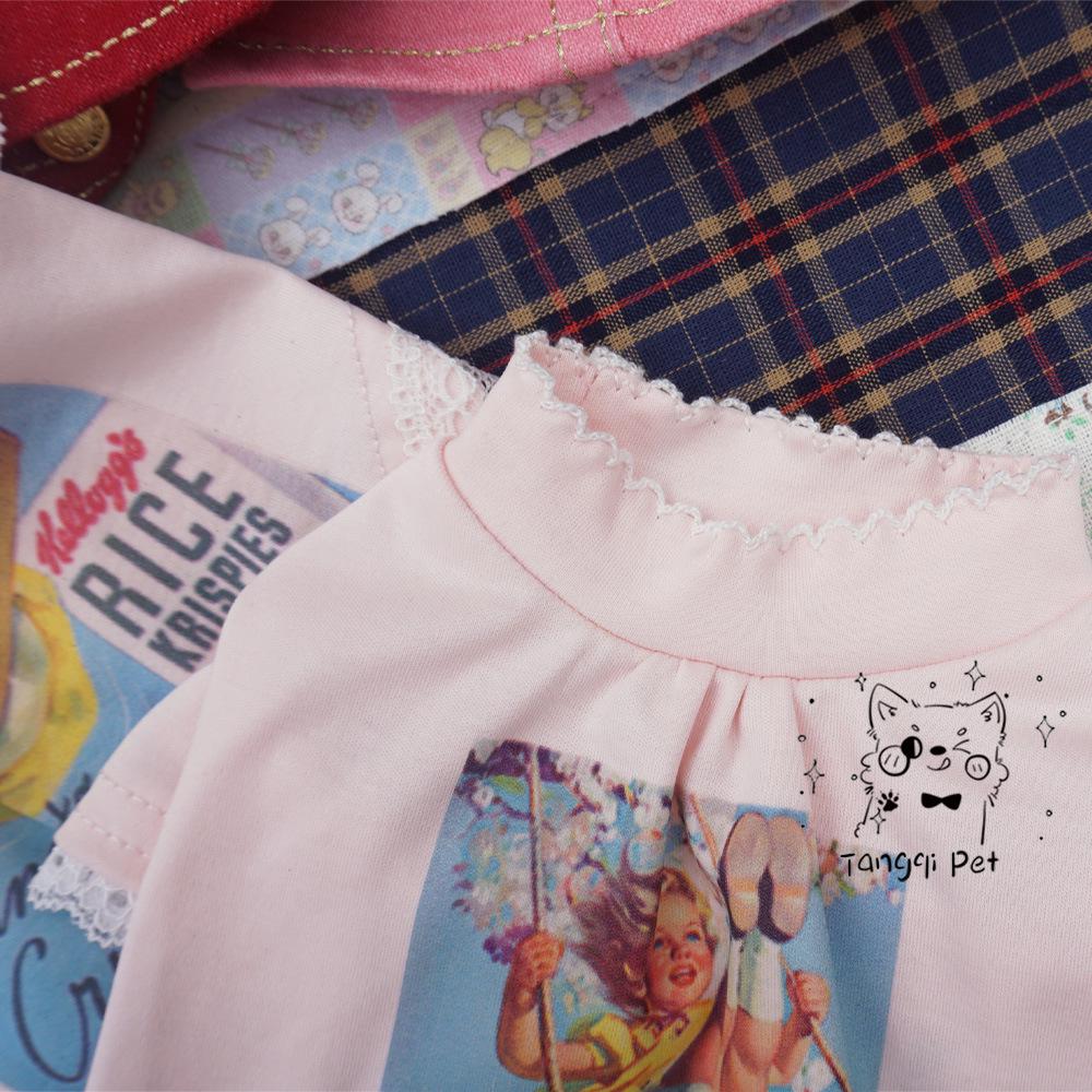 Pet Cat Dog Playful Print Classic Japanese Korean Style T-Shirt for Small Puppies