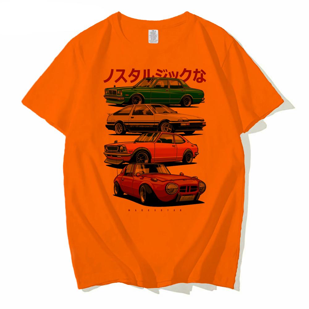 Fashion Men T-Shirts JDM Mix Sports 800 AE86 Cressida and Levin TE27 Print T-Shirt Boy Casual Tops
