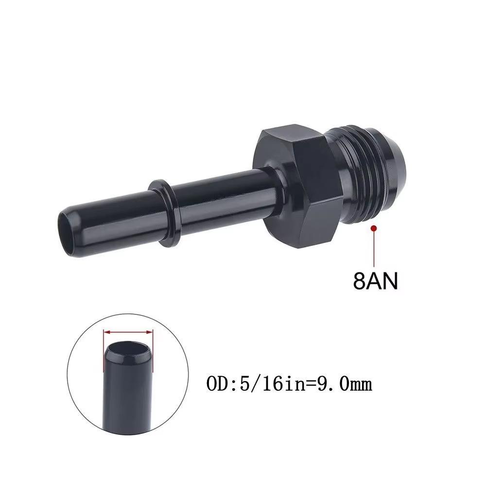 6AN 8AN Male To 3/8" SAE Quick Disconnect Male Push On EFI Fitting Adapter Aluminum Black TF-1041