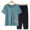 Women's Summer 2026 Short-Sleeved Two-Piece Set for Middle-Aged Moms and Elderly Women
