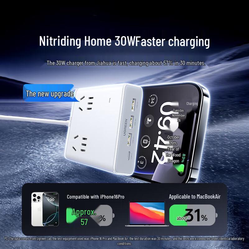 Ugreen GaN 30W Desktop Charging Station 8-in-1 Power Strip CN Plug (adapter Included)