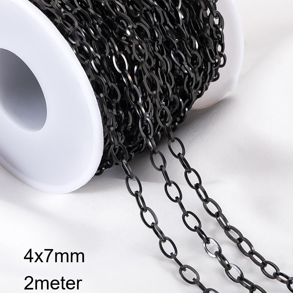2meter 1meter Black Plated Chain for Men Punk Jewelry Making Necklace Stainless Steel Trend Link Chain Chunky Chain DIY Bracelet