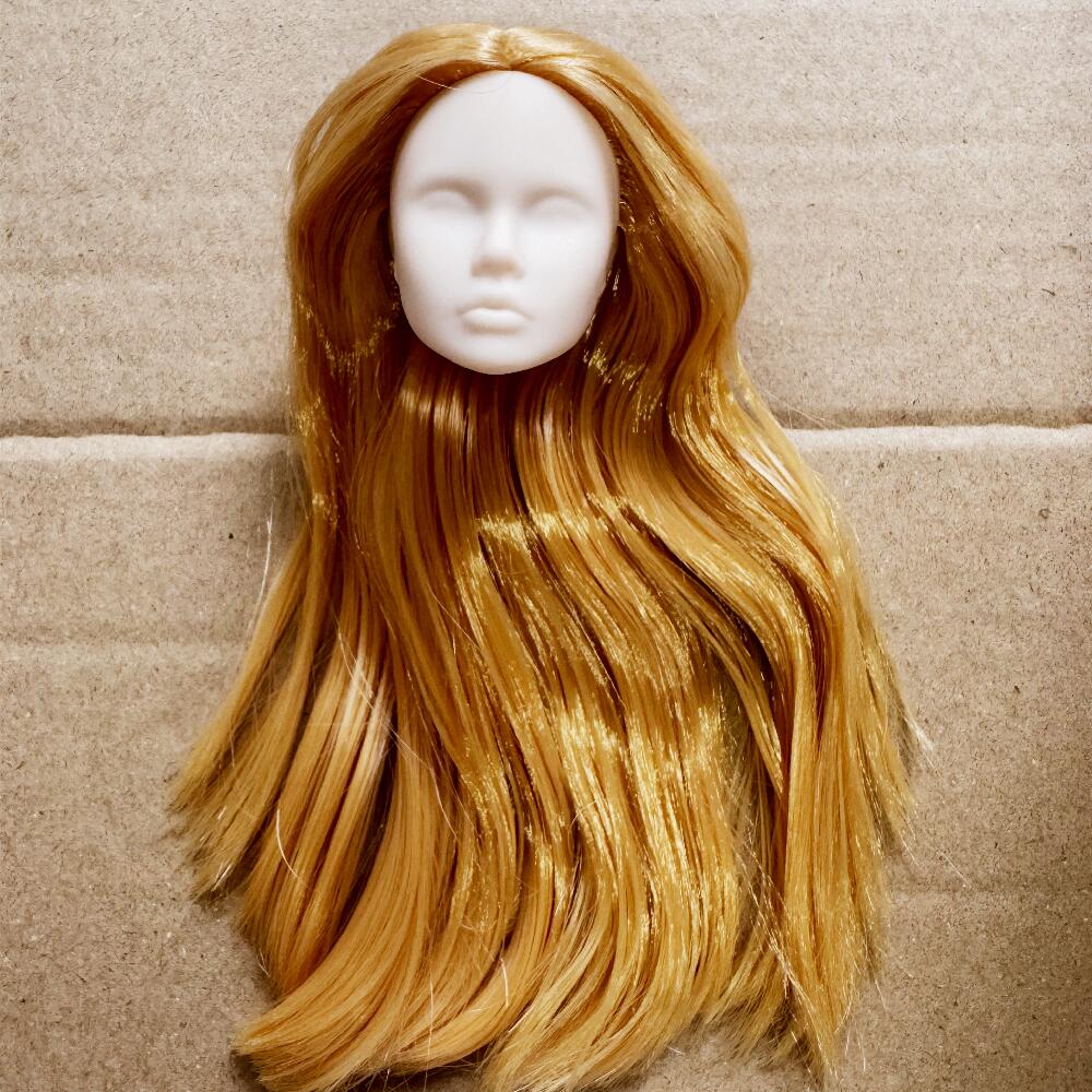 Vintage 1/6 Blank Face Doll Heads With Hair Fashion Doll Head Make Up Practice DIY Toy Parts Girls Birthday Gifts