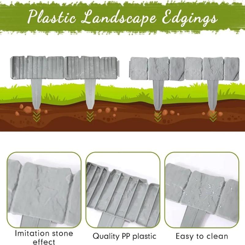 Garteneinfassung, Steineffekt, Gartenzaun, Rasenkante für Landschaftsbau, Hof, Pflanzen, Blumenbeet, Kunststoff-Einfassung, Zaun