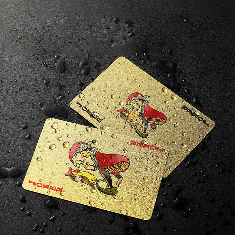 Poker Kartenspiel Wasserdicht Goldfolie Poker Brettspiel PVC Tragbar Freizeit Spielkarten Für Festivals Partys Treffen