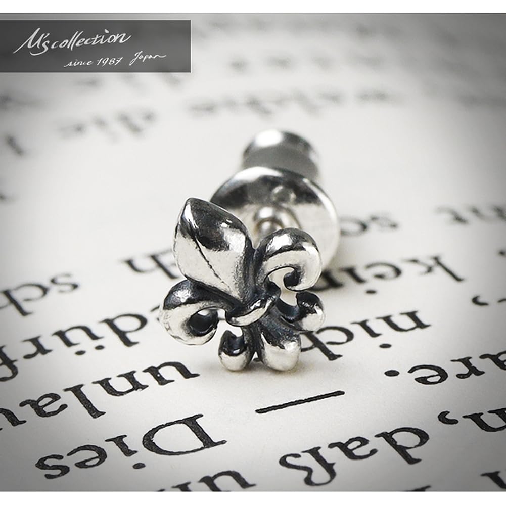 [Shinjuku Gin no Kura] M's Collection Special Edition Lily Emblem Stud Earring, Single Ear, 925 Sterling Silver, Fleur-de-Lis, Lily