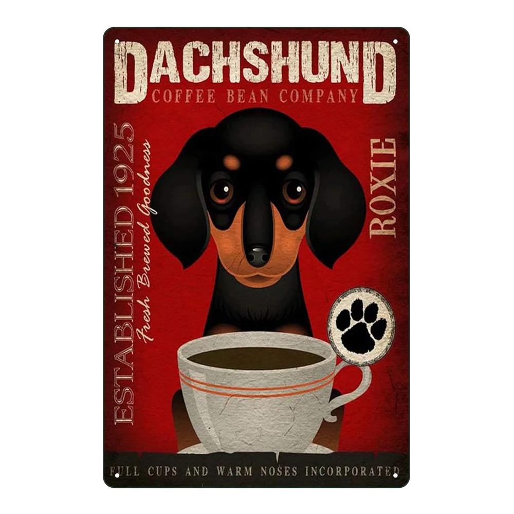 Funny Dogs Tin Signs Bulldog Husky Chihuahua Dachshund Retro Metal Posters Wall Decor Puppy Bath Time Vintage Iron Paintings