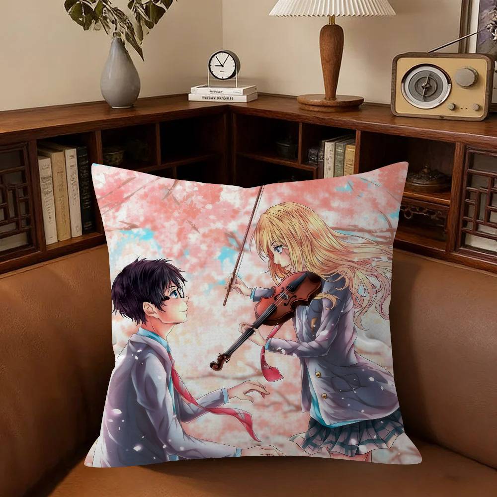 Anime Your Lie in AApril Movie  Pillow Anime Pillow Sofa Bed Head Pillow Cover Cushion Cover Fashion
