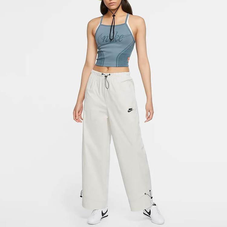 Nike Solid Woven Loose Fit Drawstring Cuffed Pants Spring Women Pants Gray DJ1077-072