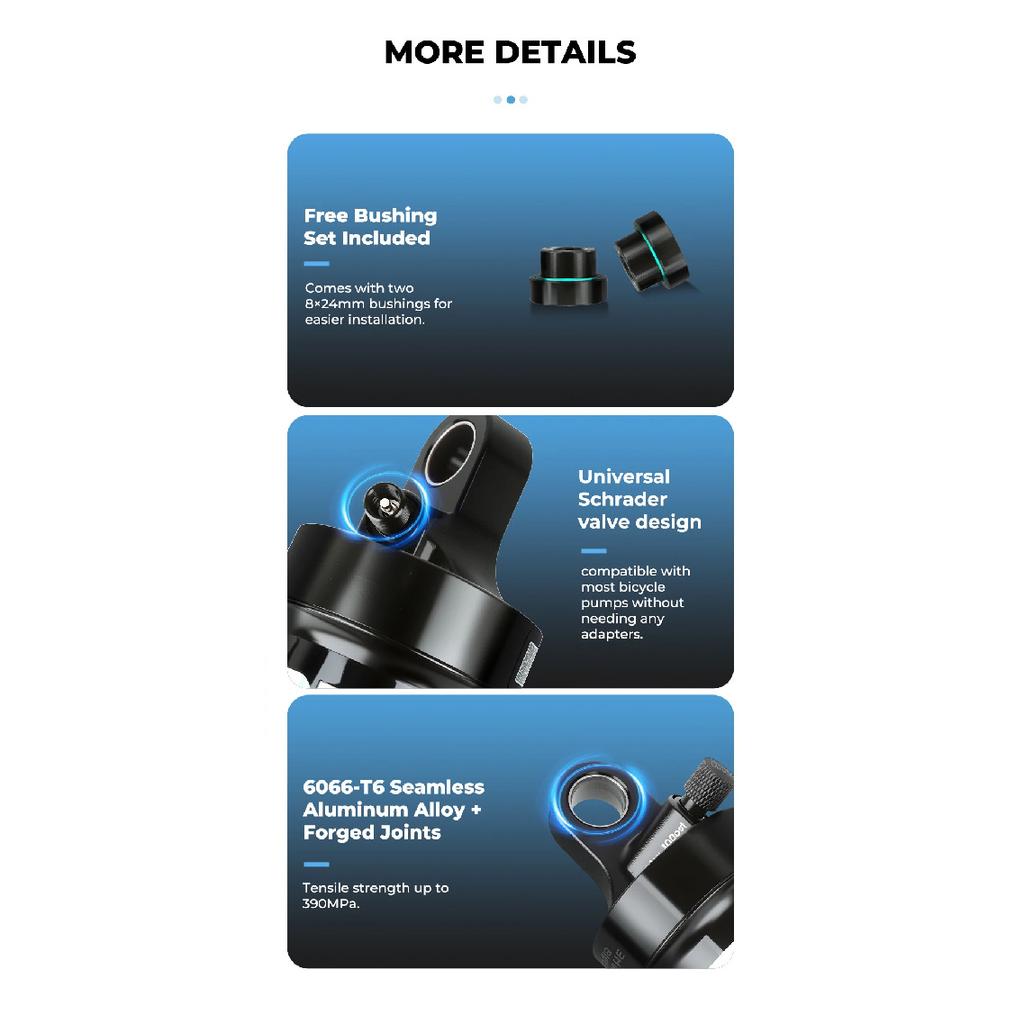 BOLANY Soft Tail Bike Air Rear Absorber Mountain Bike Rear Shock Suspension XC DH Shock MTB 165/190/210/230mm Bike Parts