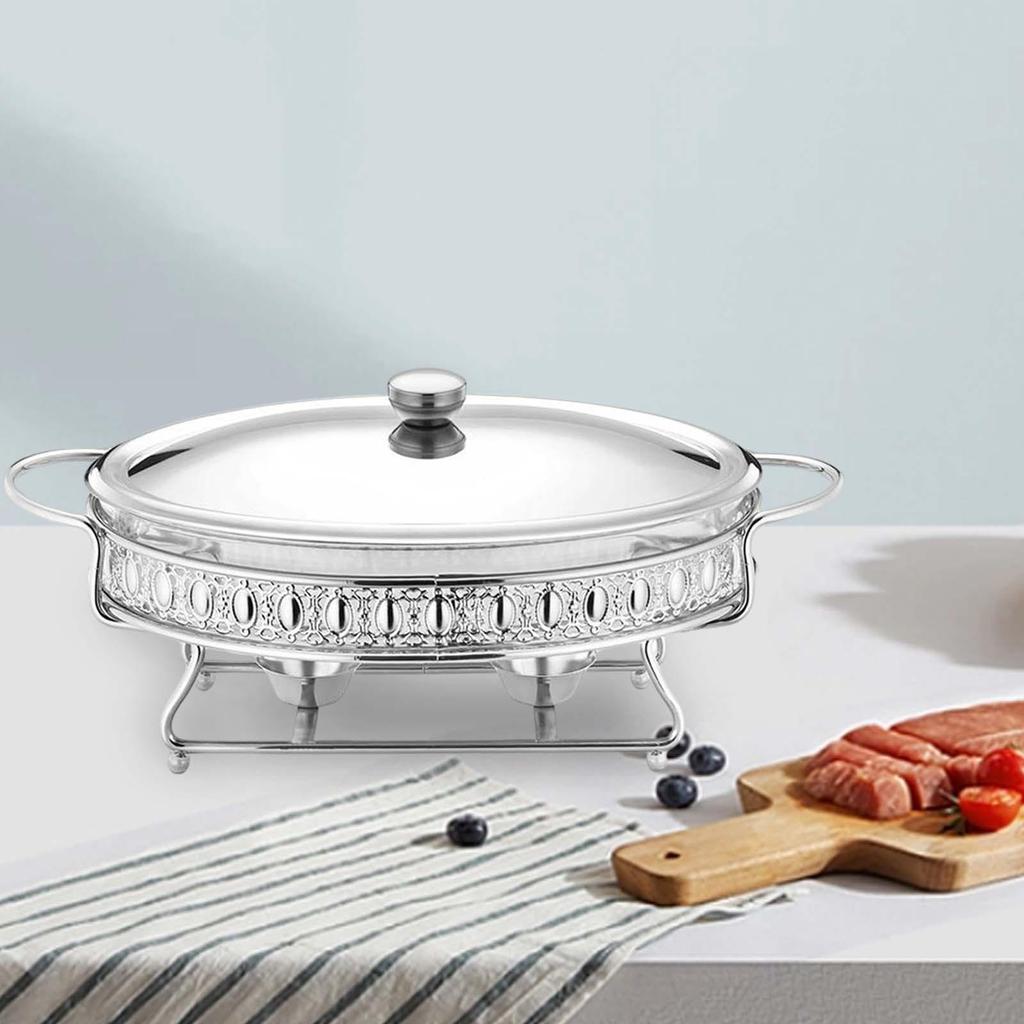 Catering Food Warmer Round Chafing Dish and Holder Buffet Set for Soup Stock Pots Event