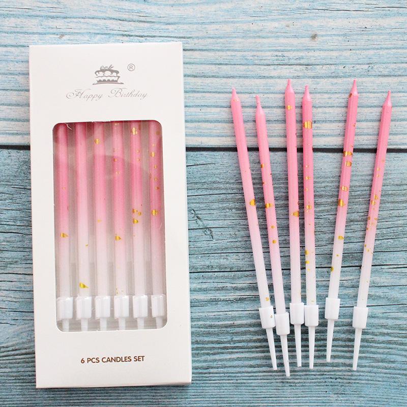 Ins Style Gradient Gold Dot Candle Birthday Romantic Party Pink Blue Boxed Pencil Long Pole Atmosphere Candle