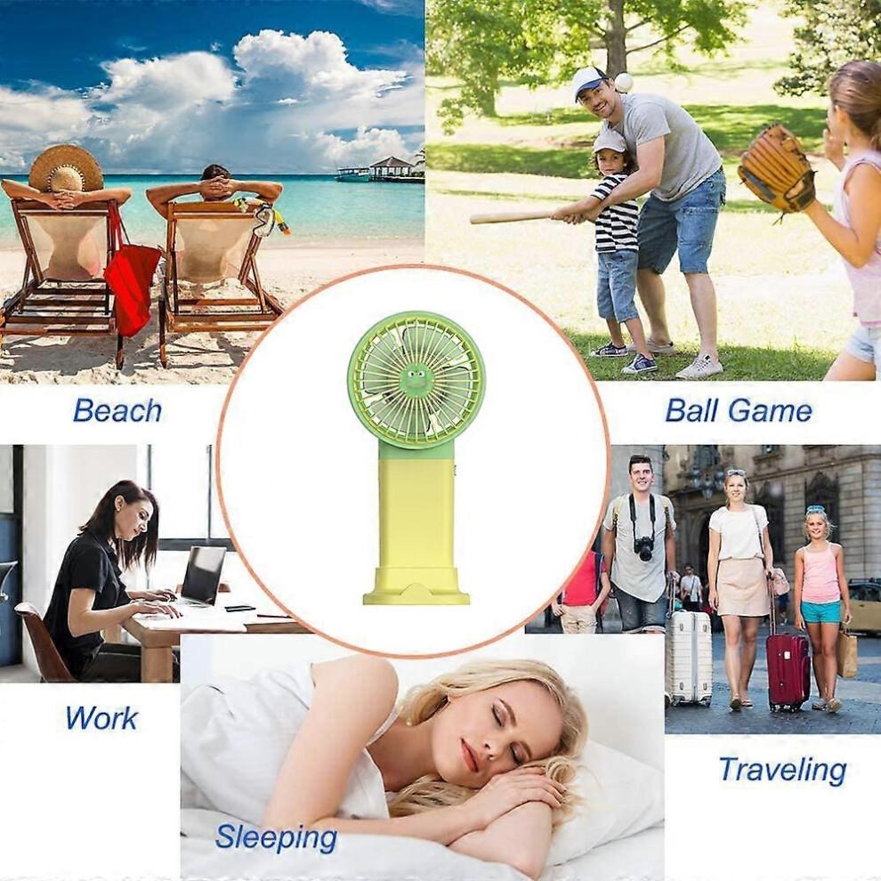 Portable Handheld Fan, Operated Rechargeable Personal Fan,  For Outdoor Travel Activities-Green