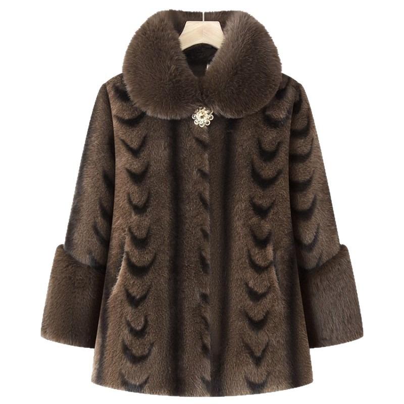 Old Lady Winter Mink Coat Fleece Thickened New Thermal Cotton Coat Old Man Coat Women