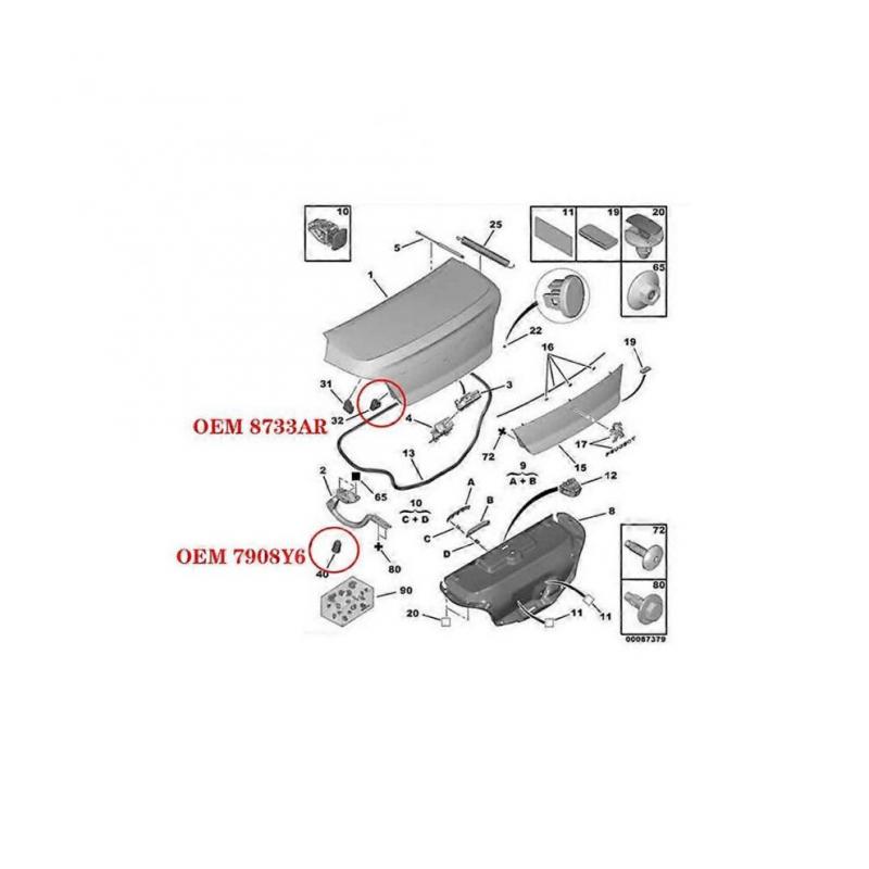 2Pcs for Peugeot 508 Trunk Rubber Pier Adjustable Stop Bonnet Buffer Tailgate Block Limit Block 8733