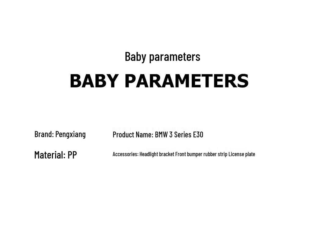 Fits 83-91 BMW 3 Series E30: Headlight Inner Frame, Outer Frame, Front Bumper Rubber Trim, Bright Strip, Rear License Plate Holder.