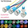 16mm 19mm 22mm Benutzerdefinierter Metall-Druckschalter Silberne LED-Lampe Wasserdicht 12V 24V Startlicht Für Auto Nebelscheinwerferschalter Motorrad