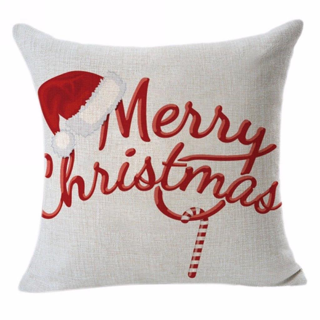 Christmas Decoration Cushion Cover Cartoon Elk Santa Cushion Cover Christmas Pillow Case Linen Decoration Pillow Home Decoration