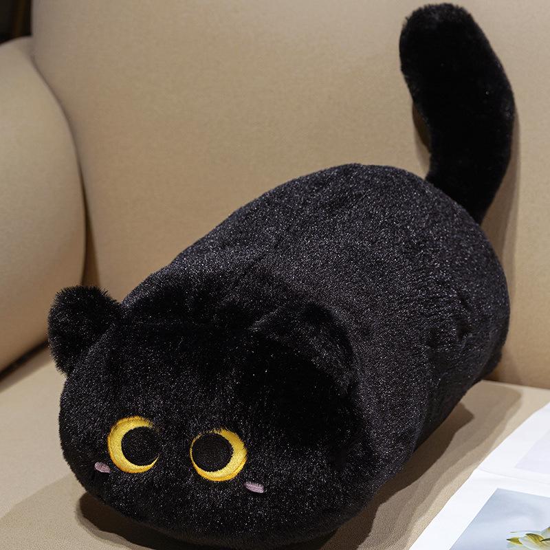Cute Meow Star Plush Toy: Black & Siamese Cat Pillow 35cm (0.35kg)