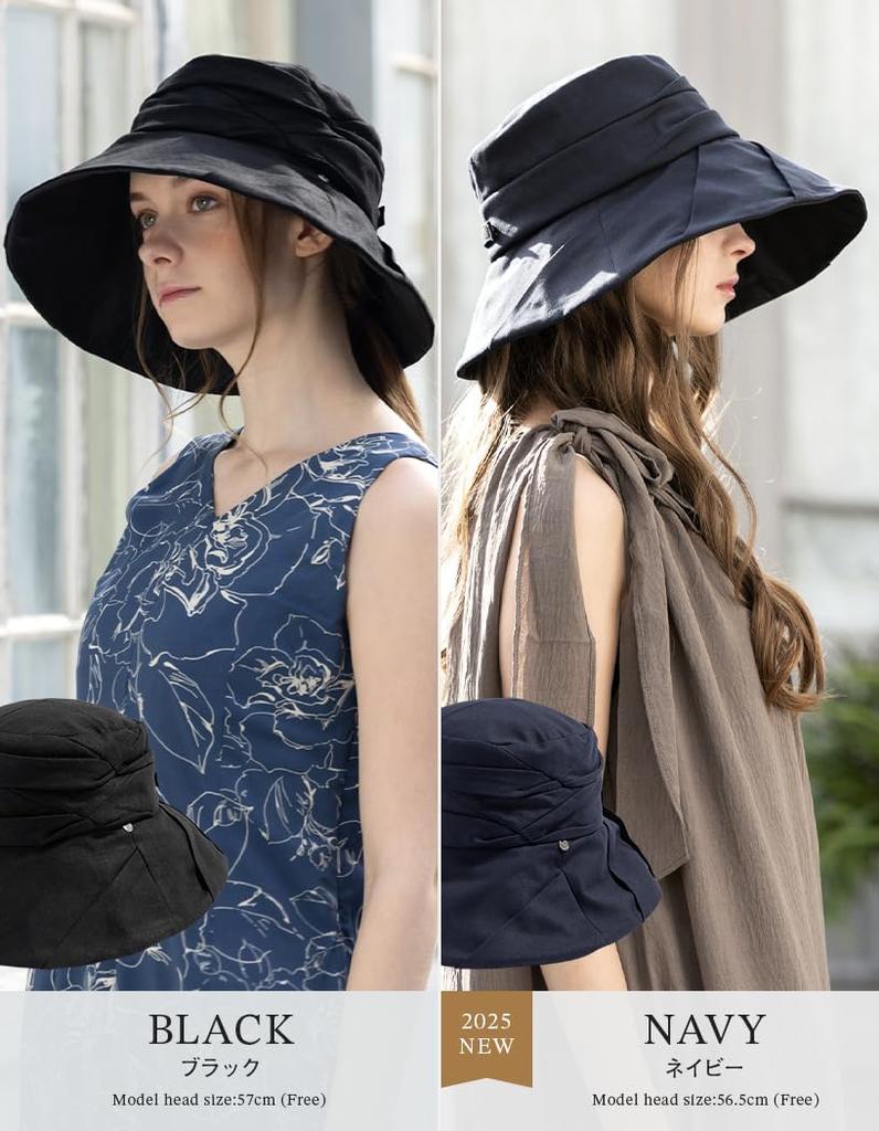 Large Cool Nobel UV Completely UV UV Comes with Chin Strap [Loo&c] Women's Hat, Size, Touch, Hat, Blackout, Protection, Spring/Summer, Protection,