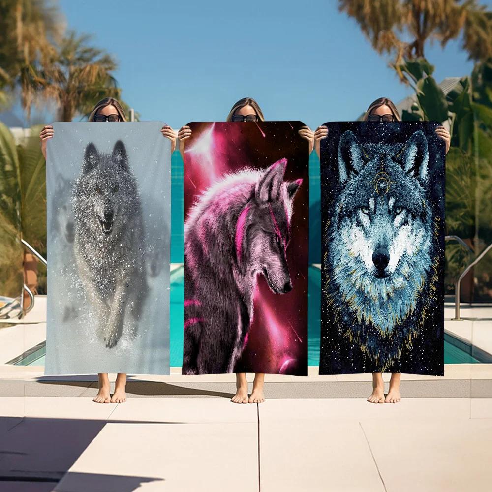 Shanika Chen Animal Wolf Wallart Microfiber Blanket Quick Drying Beach Towels Oversized Printing Super Absorbent Pool Towel Blanket