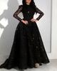 2020 Spring/Summer Women's Long Sleeve Sequin Evening Gown with Wide Hem