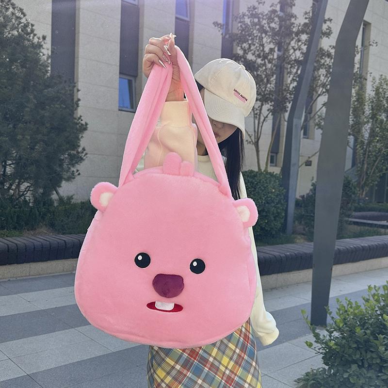 Summer Cartoon Doll Unique Ugly Cute Large Pink Plush Shoulder Bag Women's Fashion Trend Soft Handle Underarm Bag New Model