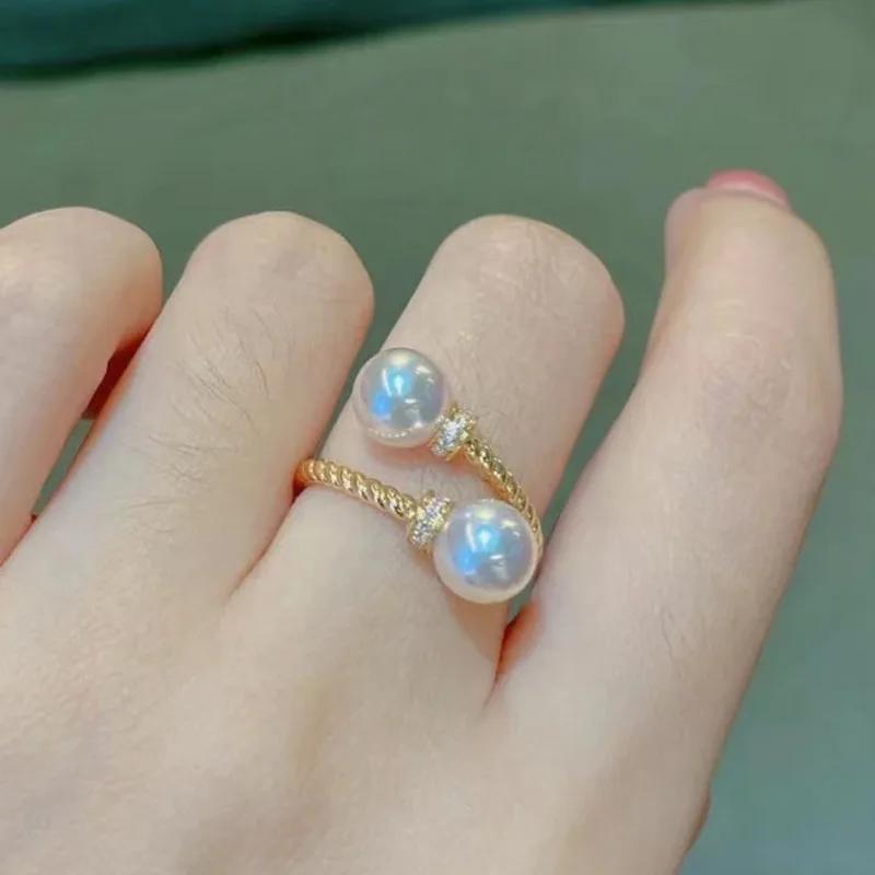 Caoshi Luxuriöser Ring in Goldfarbe/Kupferfarbe, Verstellbar, Mit Weißer Kunstperle, Neu Gestalteter Verlobungsschmuck Für Frauen
