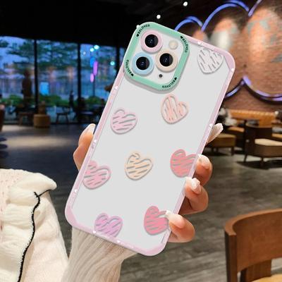 Süße INS Koreanische Rosa Liebe Herz Handyhülle für iPhone 15 Pro Hülle iPhone 14 Pro Max 11 12 13 Mini XR XS X 7 8 Plus SE Soft Cover