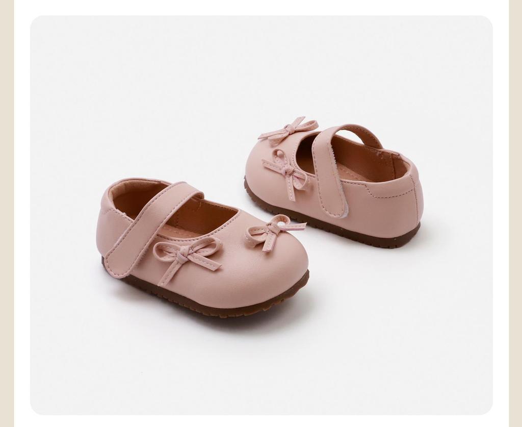Spring 2026 Baby Girls Bow Pre-Walking Princess Shoes - Soft Sole & Versatile Design
