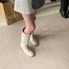 2025 European and American Style Fashionable and Simple Long Boots Versatile Winter Women's Boots Medium Heel Wedge Inner Height Increase Wide Tube Hi