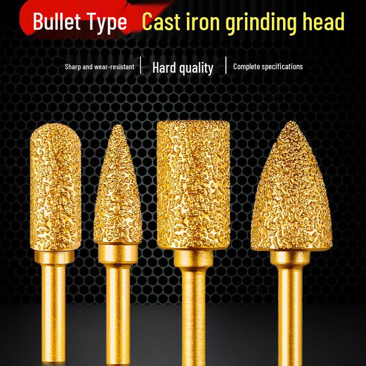 Diamond Brazed Carbide Grinding Head for Ductile Iron & Stone, Compatible with Electric Drills