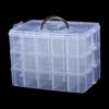3-lagig stapelbar transparente Kunststoff Schmuckperlen Box Organizer Aufbewahrungskoffer Behälter mit verstellbaren Trennwänden 30 Fächer