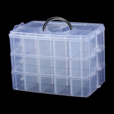 3 Layer Stackable Clear Plastic Jewelry Beads Box Organizer Storage Case Container With Adjustable Dividers 30 Grids