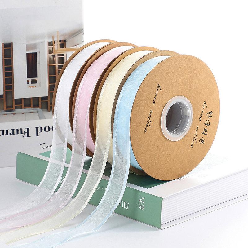 25 Yards/Rolle 2,5 cm Transparentes Chiffonband Satinbänder Für Geschenkverpackung Dekoration Hochzeitssträuße Partykranz Spitze