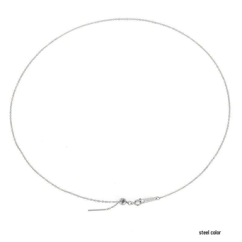 Adjustable Gold Stainless Steel Clavicle Necklace - Versatile European & American Style for Women
