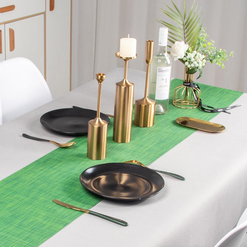 PVC Waterproof Table Runner Weave Non-slip Pad Placemat for Home Kitchen Dining Table Mat Party Decororation camino de mesa